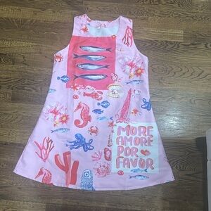 Pink Ocean-Themed mini Dress medium